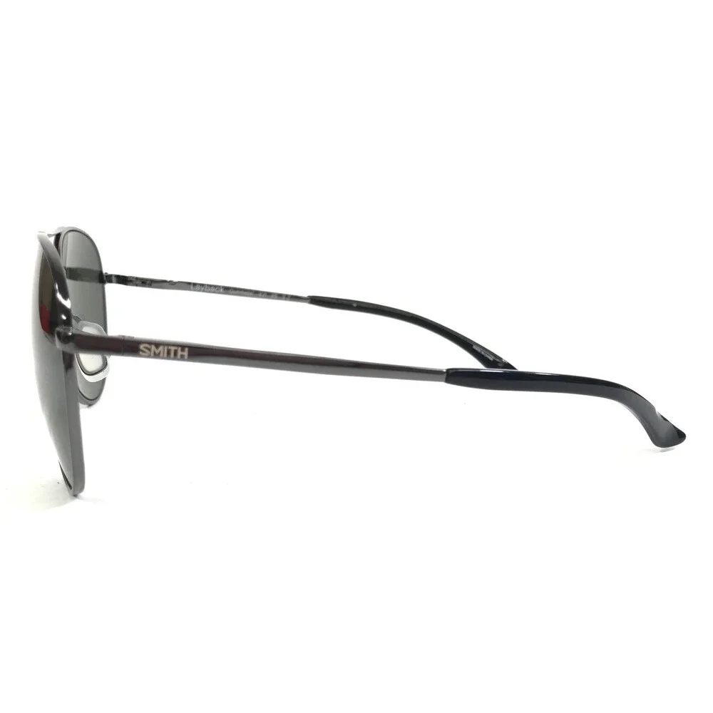 Smith Sunglasses Layback KJ1 X5 Gunmetal Frames with Dark Green Polarized Lenses